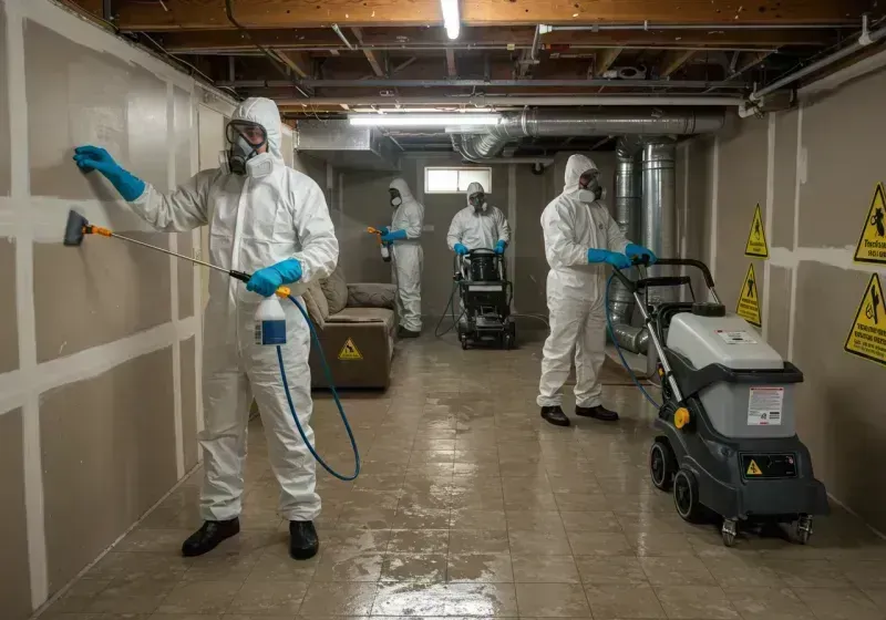 Basement Moisture Removal and Structural Drying process in Bernie, MO